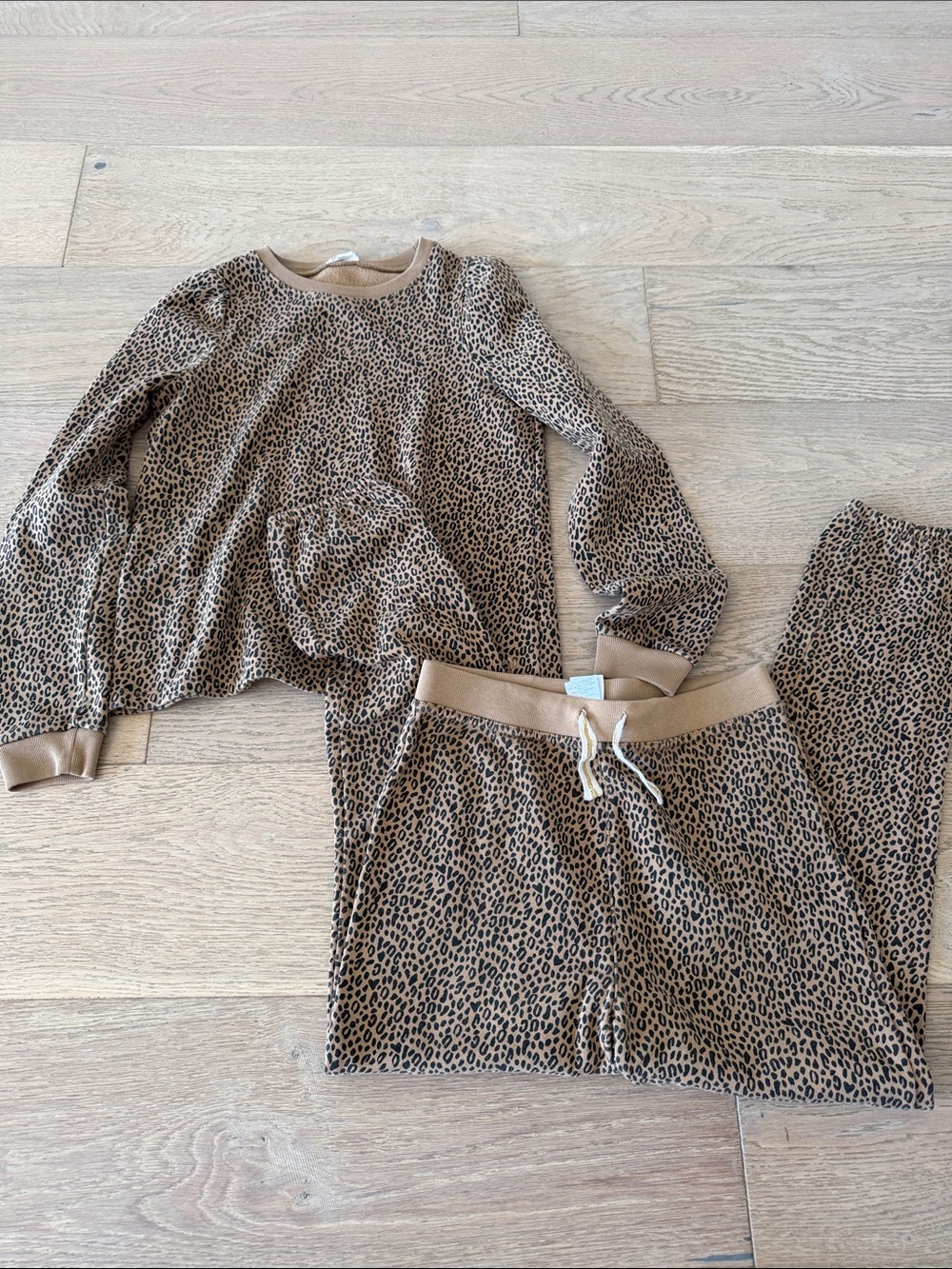 Crewcuts Leopard-Print Pajama Set in Brown and Black